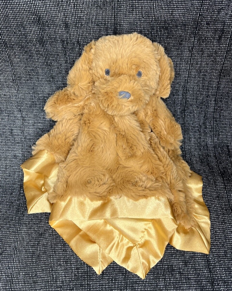 Cloud Island Brown Puppy Dog Lovey Satin Trim Swirl Baby Security Blanket 14”