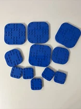 LEGO BLUE LOT 11 PCS 8X8 4X4 PLATES WITH FEET VARIETY BUILDING PIECES