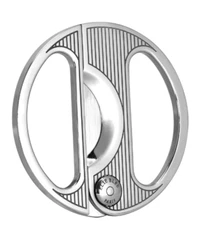 Elie Bleu Round Cigar Cutter / Scissors, Silver Pinstripe, EBC2003, New In Box