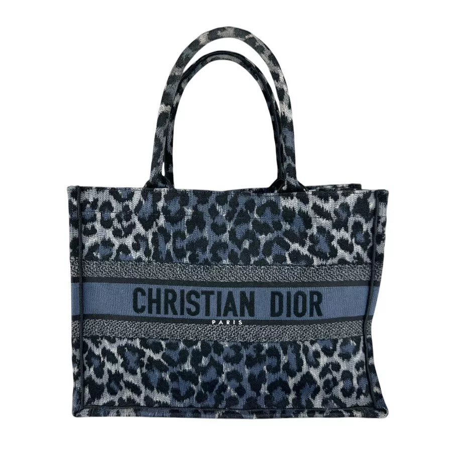 Authentique sac à main fourre tout Christian Dior Book toile marine/noire   n0974