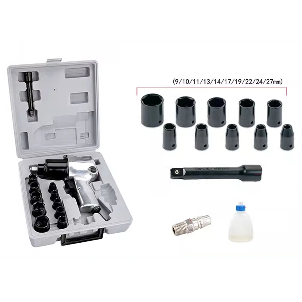 1/4 " Air Inlet Pneumatic Wrench 1/2 60 kg Large Torque Wind Wrench with Socket - Imagem 2 de 4