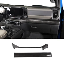Black Wood Center Console Dash Co-pilot Cover Trim For Chevy Silverado 2022-2024