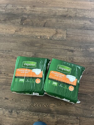 Depend 2-Pack Unisex 16 Count of Briefs w/ Adhesive Tabs Large (39-45 in Waist)