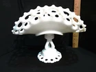 Vintage Westmoreland Doric Lace Milk Glass Pedestal Banana Boat