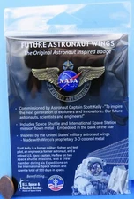 NASA PIN Future ASTRONAUT wings Space Shuttle ISS - FLOWN METAL / Bronze Tone