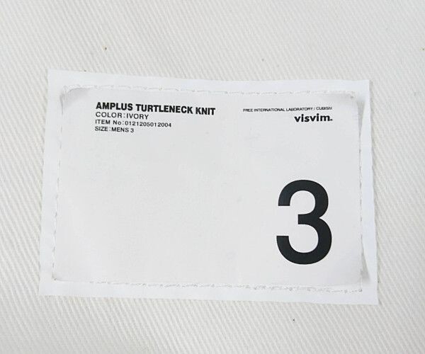 VISVIM P/N 0121205012004 AMPLUS TURTLENECK KNIT Ivory Size 3 VISVIM P/N 0121205012004 AMPLUS TURTLENECK KNIT Ivory Size 3