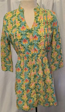 Matilda Jane women's 3/4 sleeve bright floral babydoll dress / top size M