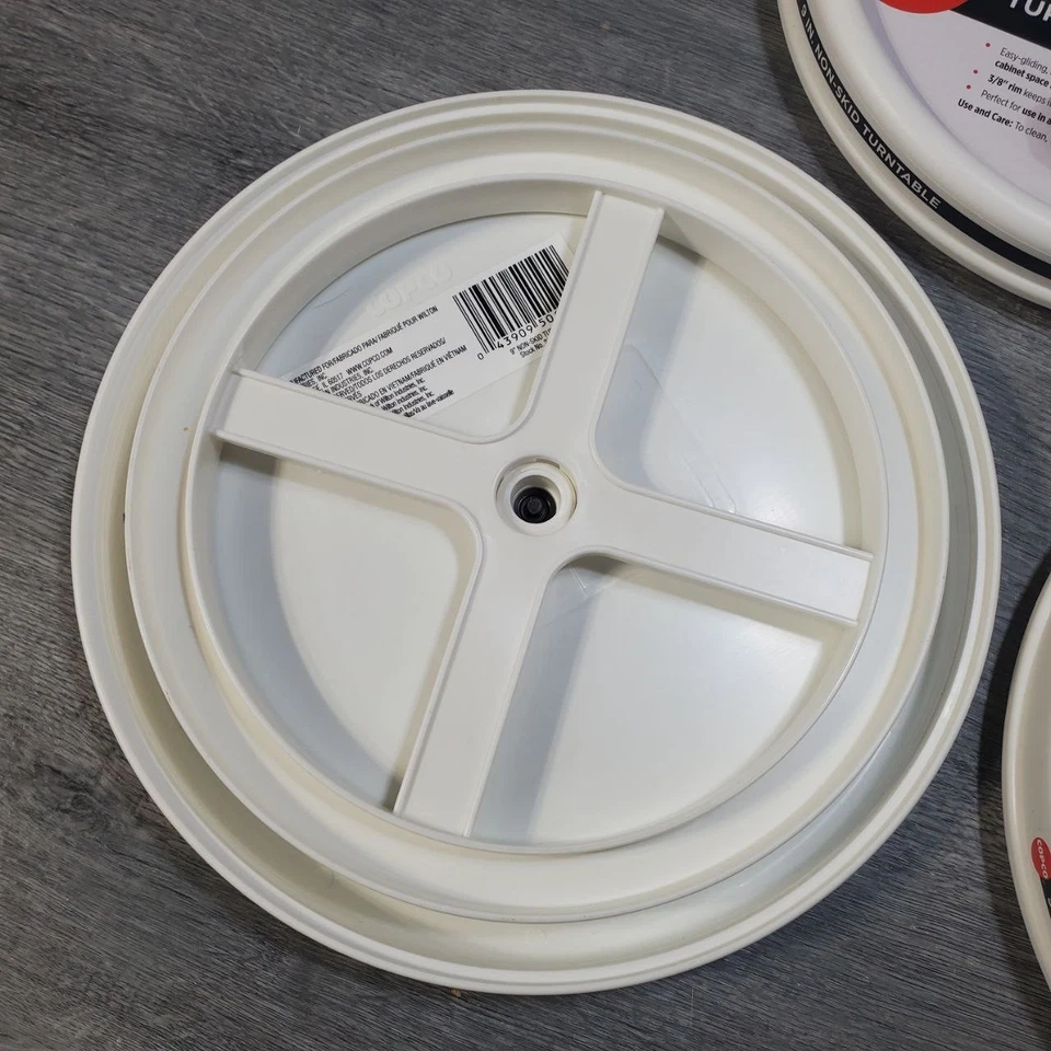 3 Copco Non-Skid Pantry Cabinet Lazy Susan Turntable 9-Inch White Gray - Image 2 of 4