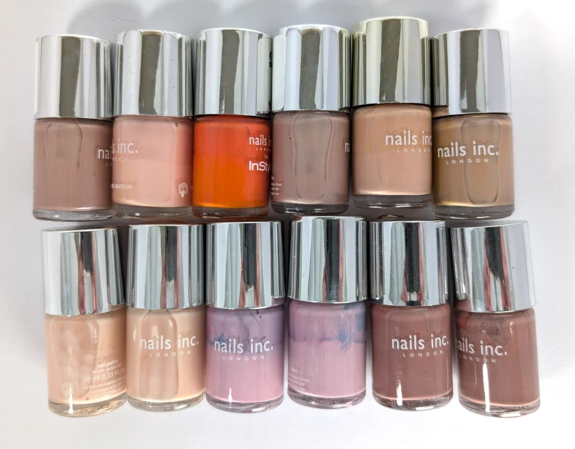 Nails Inc London Nail Polish Varnish Colour Peach, Natural and Pinks x12 - 10ml
