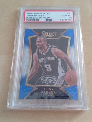 2014 Panini Select Tony Parker Blue/Silber Prizm #21, PSA 10