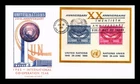 US COVER UNITED NATIONS 20TH ANNIVERSARY SOUVENIR SHEET FDC JACKSON CHICKERING