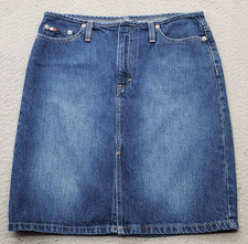 Tommy Hilfiger Straight  Pencil Skirt Womens 6 Blue Denim Faded Vented 5-Pocket