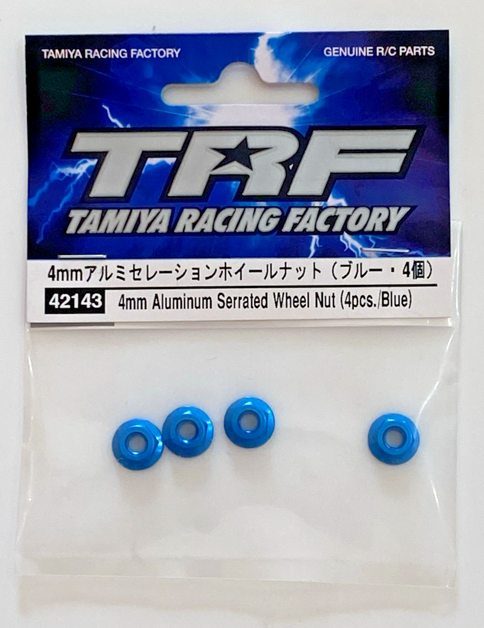 Tamiya TRF 4mm Aluminum Serrated Wheel Nuts BLUE 1/10 Hop Ups 42143 NEW RC
