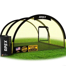 Portable 22ft x 12ft x 8ft Baseball & Softball Batting Cage with Pitching Mac...