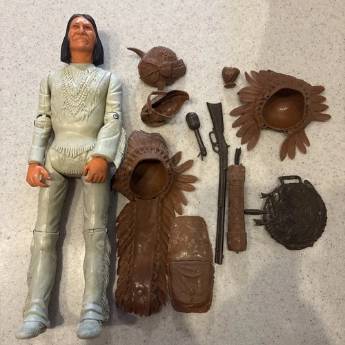 Marx 12” Chief Cherokee Geronimo Johnny West Vintage Indian With Accessories