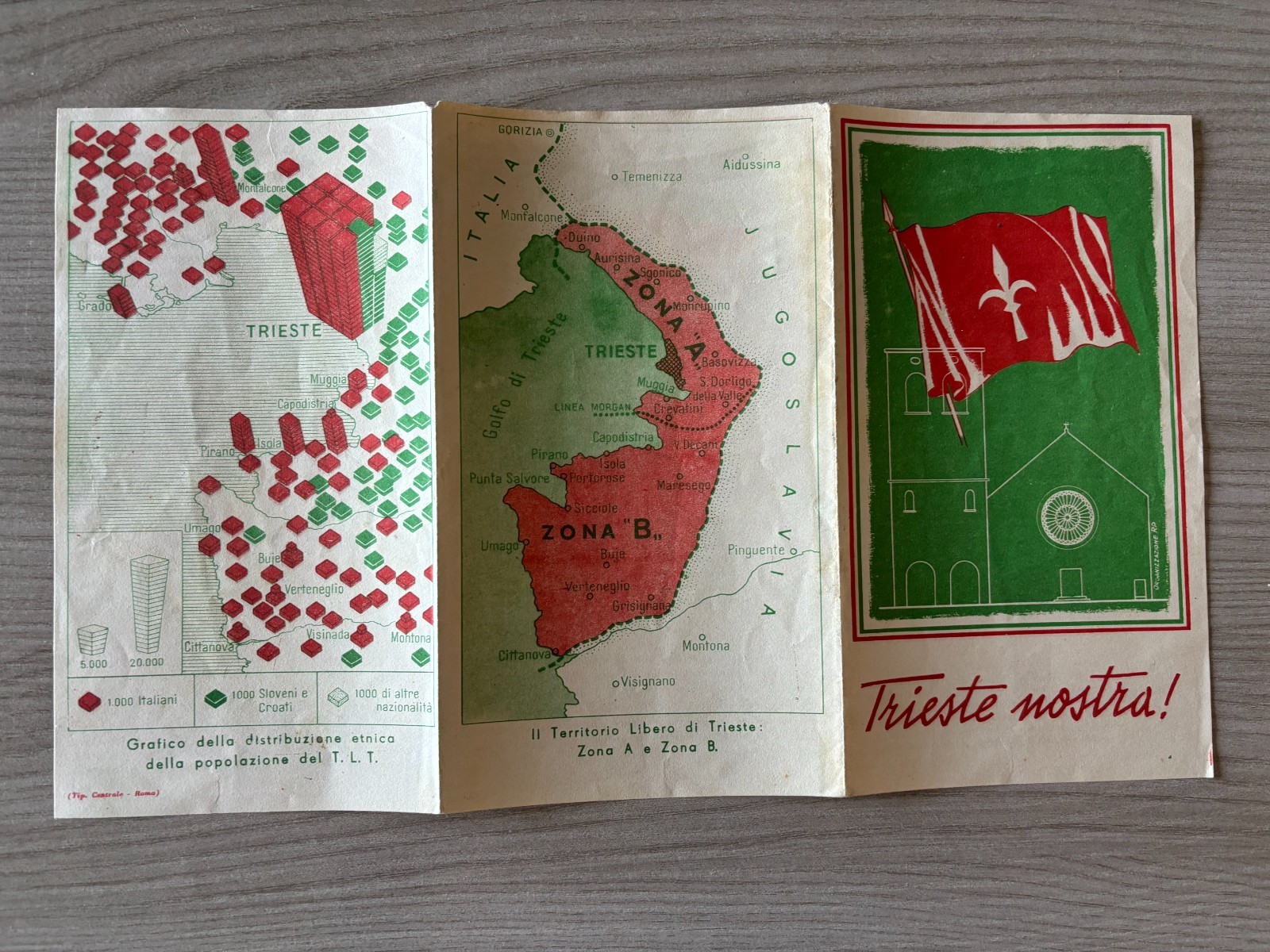 BROCHURE PIEGHEVOLE 1954 TRIESTE NOSTRA POLITICA COOPERAZIONE ITALIA JUGOSLAVIA