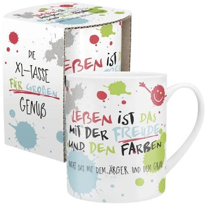 Happy Life 45358 XL Tasse mit Motivdruck: Leben ist das mit der Freude und...