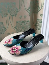 1999 Gucci by Tom Ford Runway Black Iconic Canvas Heels Slingback Size: 39