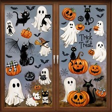 87 PCS Halloween Window Clings Ghost Decals Decor, Large, Vintage