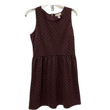 Ann Taylor LOFT burgundy dress black polka dots 4P SI10