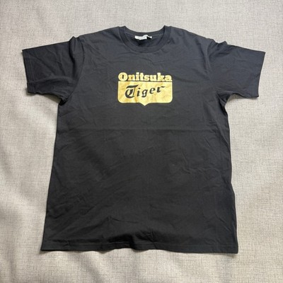 Onitsuka Tiger Logo T-Shirt Men's XL Black Gold Short Sleeve