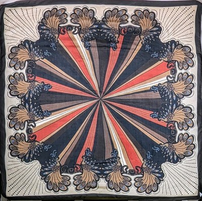 BIJOU BRIGITTE PEACOCK MOTIF LIGHTWEIGHT 100% SILK SCARF/WRAP WITH TASSELS 40''
