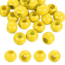 25Pcs, 20mm Yellow Natural Wood Beads with 10mm Hole Round Wooden Spacer Ball