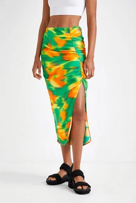 Desigual Damen Rock Midi-Länge Gerade Schnittführung Bunt Schlitz 22WWFWX2 - Bild 1 von 4