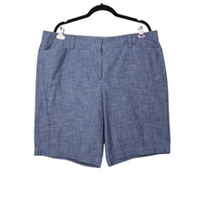 Lands End Womens Blue Cotton Chambray Mid Rise Shorts Size 18 NWT