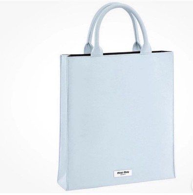 MIU MIU BEAUTY LIGHT BLUE WOMEN'S TRAVEL BAG MEDIUM FLAT TOTE 13