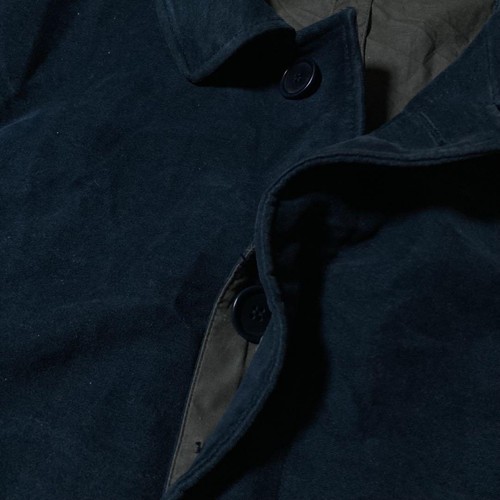Velour Peel Coat 90s Italy Arfango Navy Cotton M-L Vintage - Foto 7 di 14