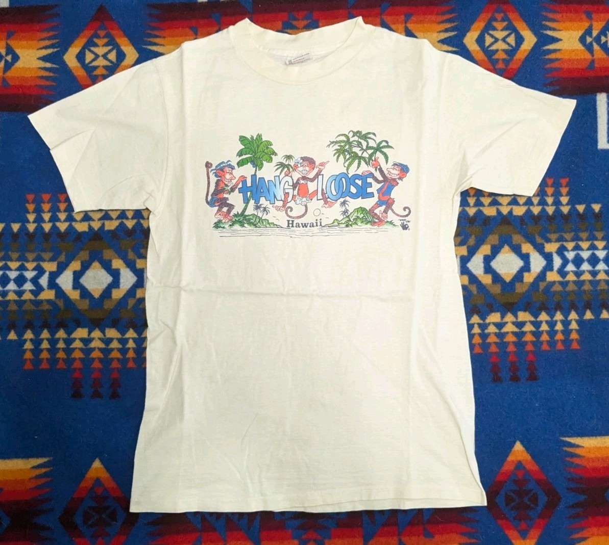 VTG 70s 80s Hane USA Hawaii Hang Loose Shaka Monkey 420 Distressed T-Shirt M View 2