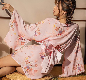 Women's Sexy Floral Kimono Nighties Robe Gown Lingerie Yukata Sleepwear Costume