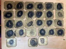 Vintage Messing Schablonen Alphabet A bis Z, Gro&szlig;buchstaben, Kleinbuchstaben, ? +&, 6cm x 5cm
