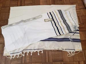 Messianic Jewish Prayer Shawl Navy Blue Talit w/ Tzitzit - Torah in Jesus Christ