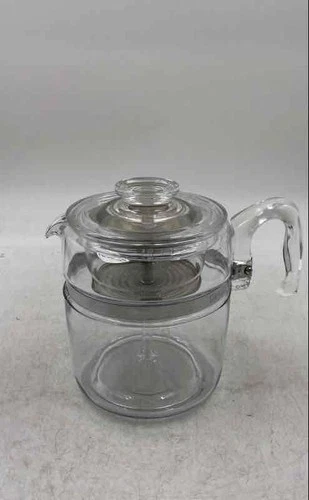 Pyrex Flameware Clear Glass Stovetop Coffee Percolator Pot And Lid