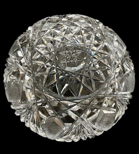 Vintage Flush Mount Ceiling Light Fixture Heavy Cut Crystal Glass Shade 6.5” - Picture 3 of 7