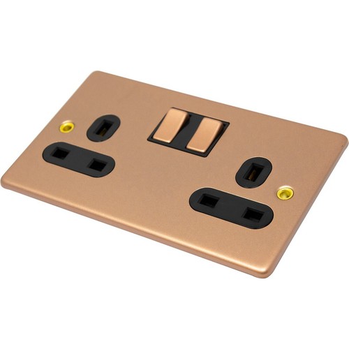 13 AMP ROSE GOLD SOCKET DOUBLE SWITCH PLUG 2 GANG POWER ELECTRIC WALL