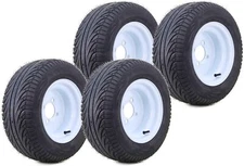 LIBRA 205/50-10 Golf Cart Tire Rim w/ 4 Lugs on 4" PCD White , Set 4 -14037