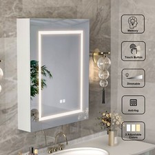 Dimmable LED Medicine Mirror Cabinet with Demister Wall-mounted Bathroom Cabinet