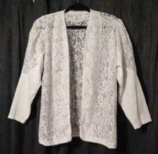 Sassa Vintage Western Top Open Jacket Large White Lacy Cowgirl Made In USA