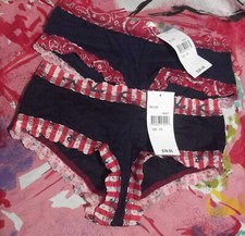 2 NEW HANKY PANKY 891322 NABA/NAST COTTON W/A CONSCIENCE BOYSHORT PANTIES XS