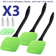 3 Pack Window Windshield Cleaning Tool Microfiber Car Wiper Cleaner Glass Brush