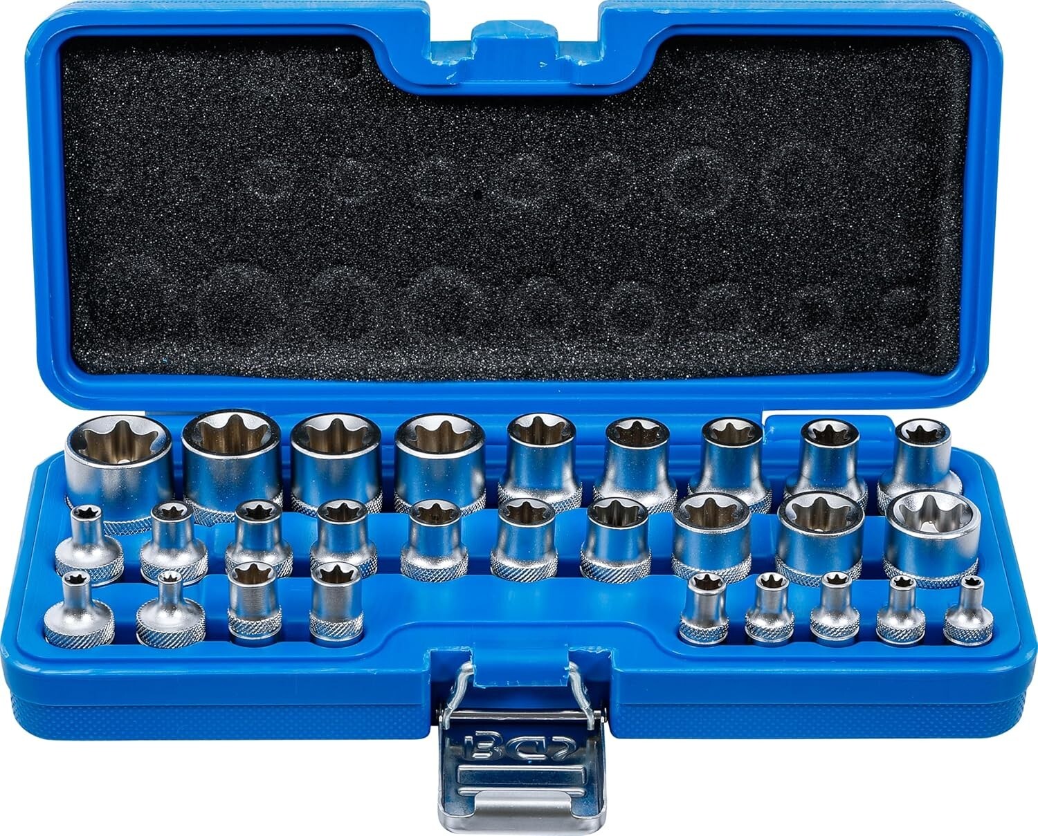 Coffret de douilles de précision 1/4" et 1/2" - Finition chrome satiné 28 pièces