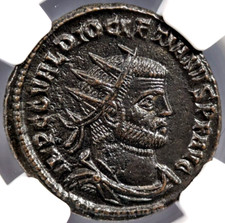 Diocletian Roman Empire AD 284-305 NGC AU Aurelianianus Soldier Spear Victory