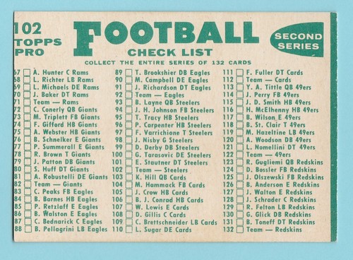 1960 Topps Football Singles - SELECT FROM A VARIETY OF CARDS - - Picture 104 of 151