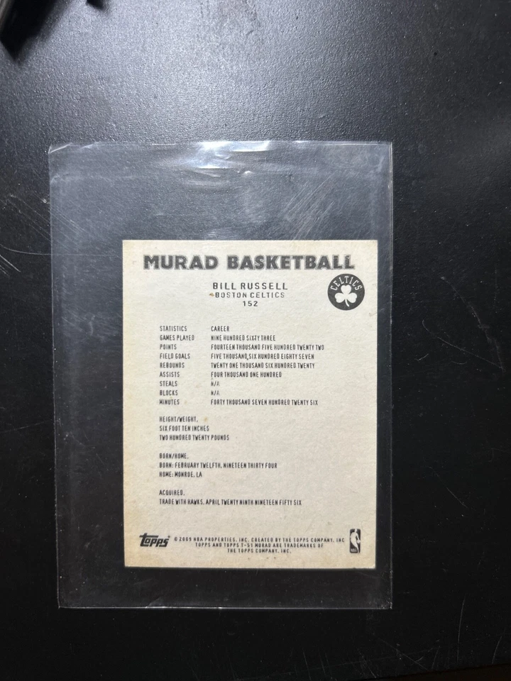 Bill Russel Basketball Card - Image 2 of 4