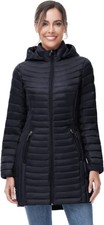 Slow Down Women Ultra Light Down Jacket Packable Puffer Jacket Coat Hooded Mid L