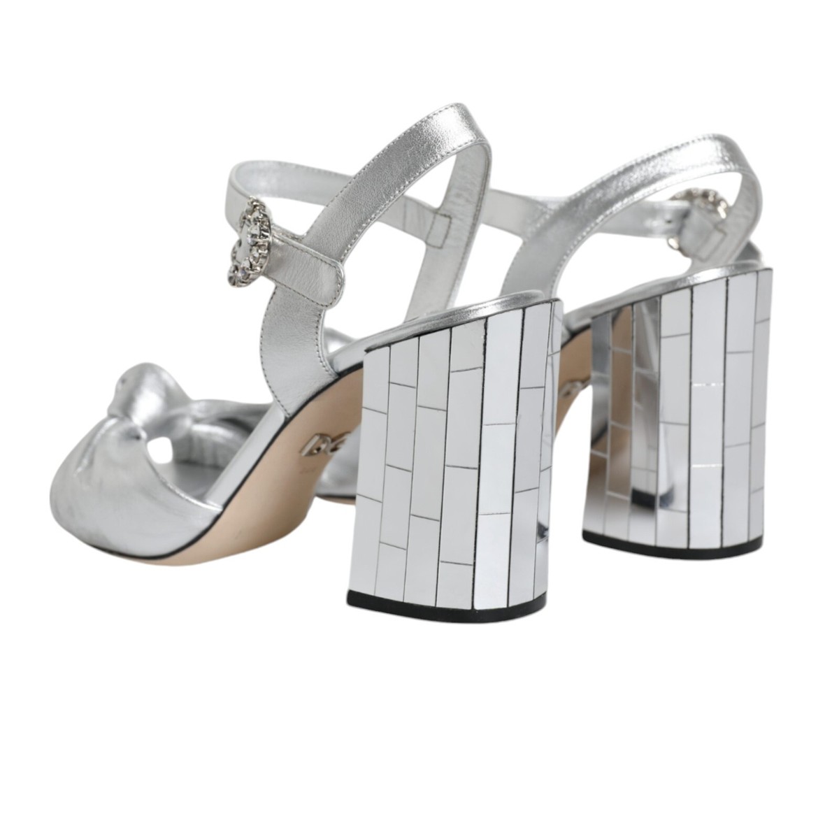 【Dolce&Gabbana】 Kiera mirroredレザーミュール DOLCE & GABBANA Shoes Silver Mirror Heels KEIRA Sandals EU38