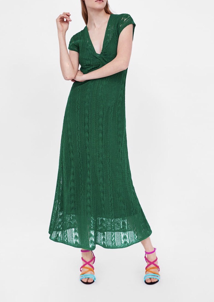 green crochet dress zara Super SALE Zara Contrast Crochet Dress with Beading Khaki Green (Retail Price: P3,795), Women's Fashion, Dresses & Sets, Dresses on Carousell